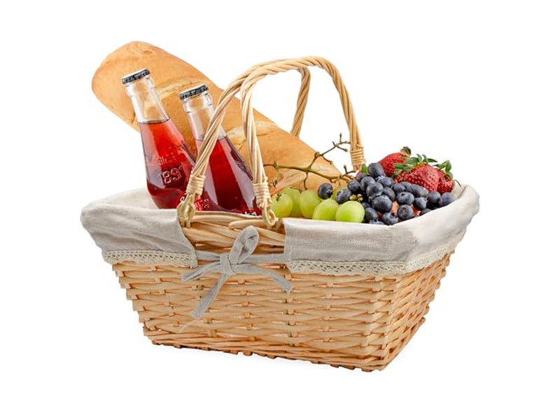 バルク購入ピクニックバスケット 最新ハンドバスケット バンブスアウトドア折りたたみ断熱