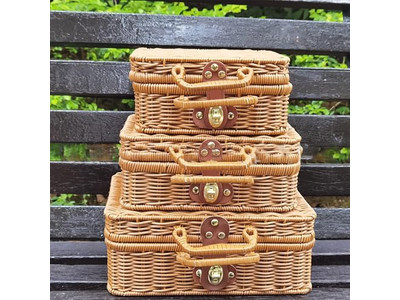 販売用安価なピクニックバスケット バスケットセット ブルーのみ 取り外し可能な蓋 8人用