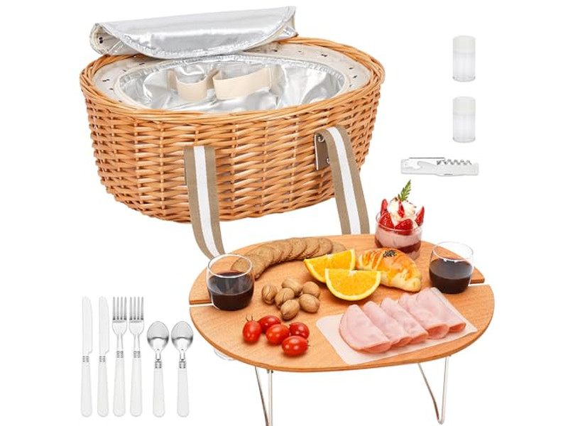 フレンチ織りピクニックバスケット ランチ樹脂ウィッカープラスチックミニバスケット キッズ用