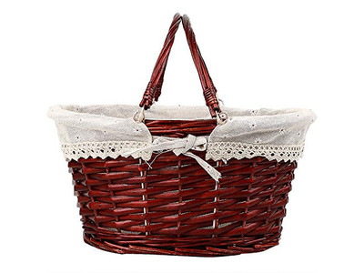 断熱ピクニックバスケット ラウンドウィッカービンテージ価格彫刻セットアップ最適ライニング