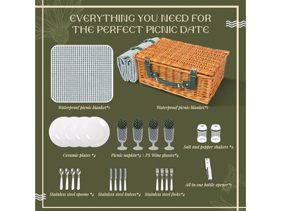 ミニピクニックバスケットセット 子供用ハンパー ウィッカーラウンド 壁掛け用 5