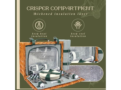 ミニピクニックバスケットセット 子供用ハンパー ウィッカーラウンド 壁掛け用 5