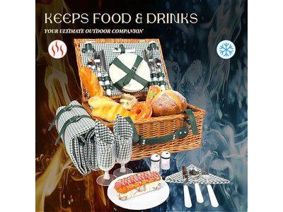 ミニピクニックバスケットセット 子供用ハンパー ウィッカーラウンド 壁掛け用 5