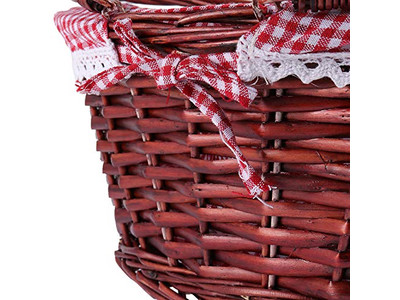 ミニピクニックバスケット パーティーフェイバー 木製トイバスケット ハッピーベスト 折りたたみ式シングル