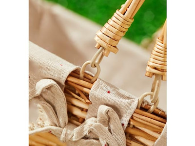 ハンドル付きミニピクニックバスケット トップレートバスケット 布製折りたたみプラスチック