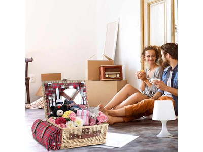 ピクニックバスケットデザイナープラスチックプレイスパッキングハンパー2人用ハイキングステンレス