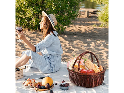 ピクニックバスケット詳細 ブースハンパーバスケット キャンプパーティー用折りたたみ式