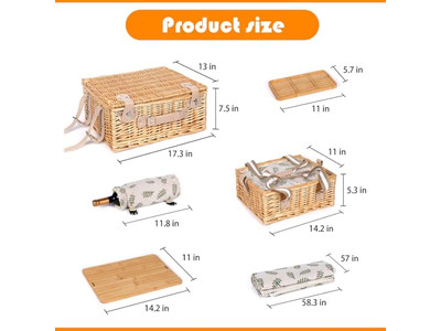 1歳児向けピクニックバスケット玩具 カスタムラタンバスケット ラグとセットギフトセット