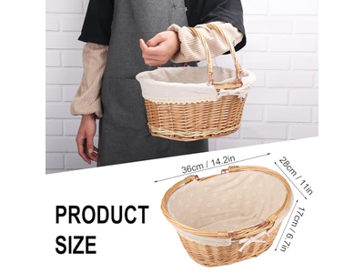 ハンドル付きピクニックバスケットオールホワイトセットおもちゃユニークバスケットカバー