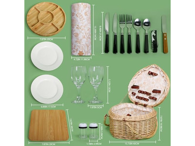 小型ピクニックバスケット RTS収納 ハンドル付きサービス 4人用形状ホーム