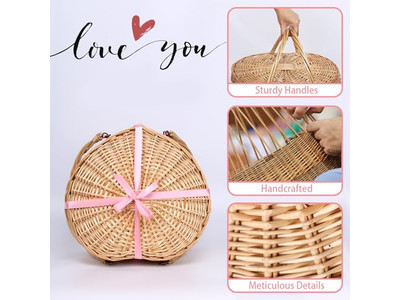 小型ピクニックバスケット RTS収納 ハンドル付きサービス 4人用形状ホーム