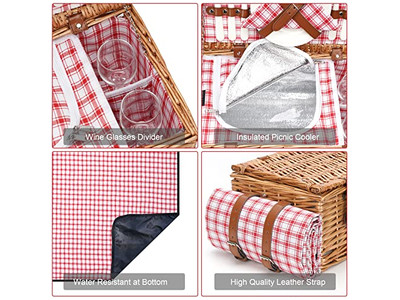 断熱ピクニックバスケット ウィッカキャンプ バレンタインデーハンパー 1930年代