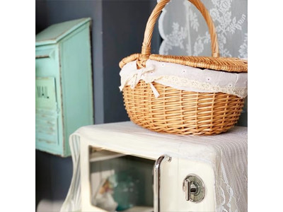 食品付きトイピクニックバスケット 個別ウィッカー 安価 小型ピックアップ