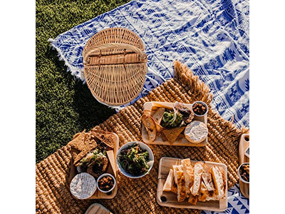 食品付きトイピクニックバスケット 個別ウィッカー 安価 小型ピックアップ