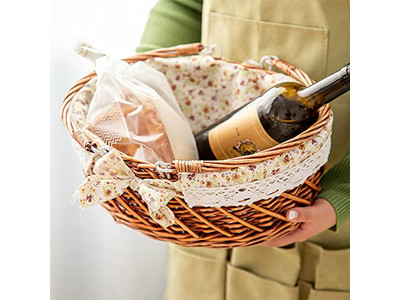 ライナー付きウィッカーバスケット サマーピクニック プラスチック皿 4人用